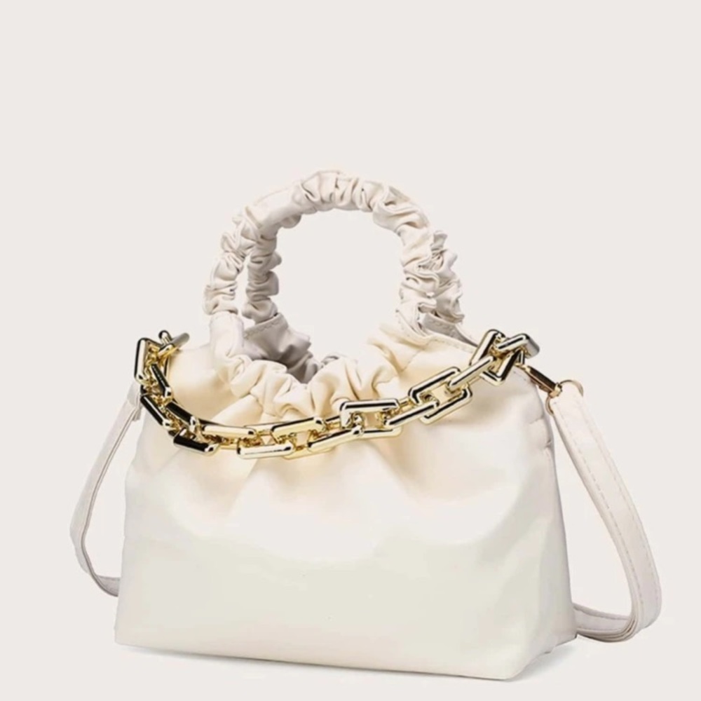 Ivory ruched satchel - Picture 3 of 3